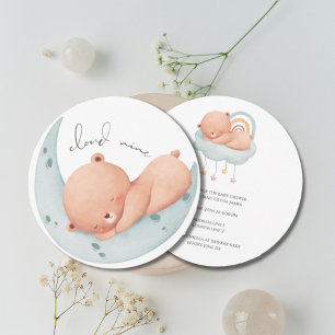 Cute On Cloud 9 Baby Shower Invitation