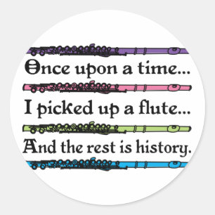 Cute Once Upon A Time Flute Classic Round Sticker