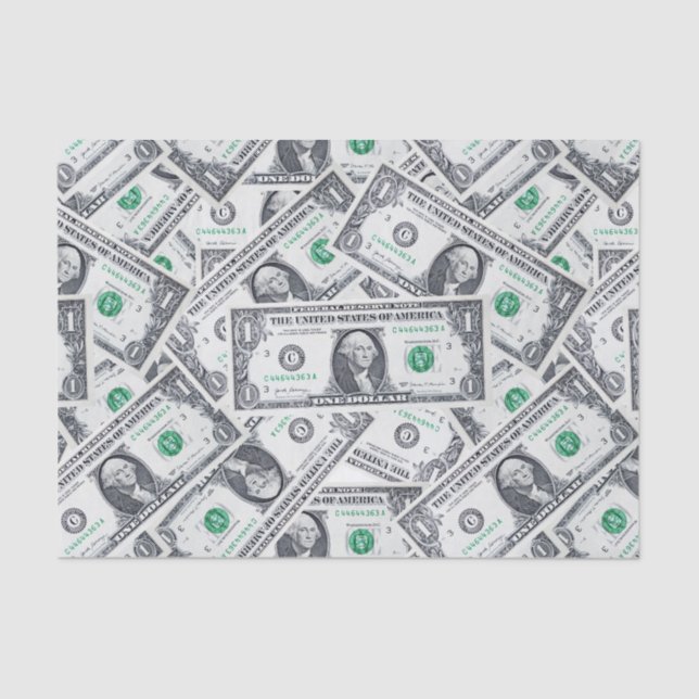 Cute One Dollar Bill TISSUE PAPER (Front)