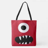 Cute One Eyed Monster Face Monsters Pattern Red