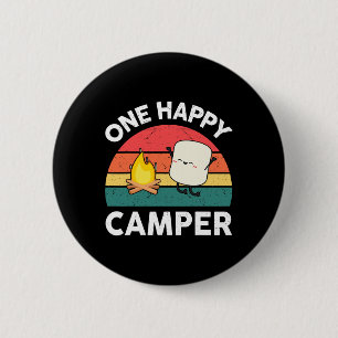Cute One Happy Camper Kids Toddler Girl Marshmallo 6 Cm Round Badge