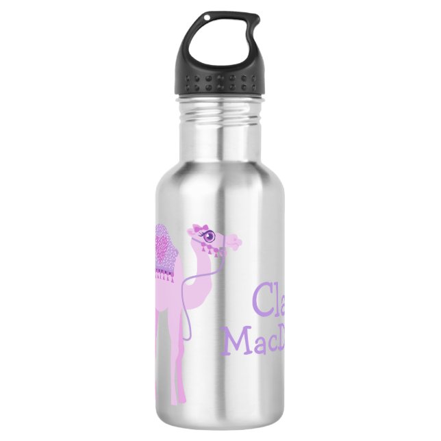 Cute one humped camel purple kids drinks bottle (Front)