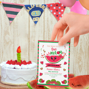  Cute One in a Melon Girl's First Birthday  Invitation