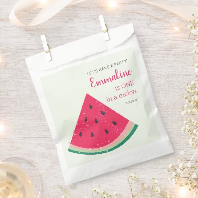 Cute One In A Melon Watermelon 1st Birthday Favour Bags (Clipped)