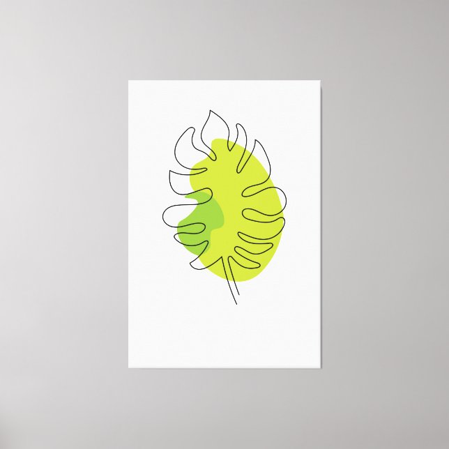 Cute one line art tropical isolated foliage canvas print (Front)