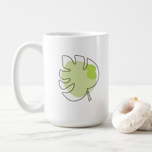 Cute one line art tropical isolated foliage green coffee mug