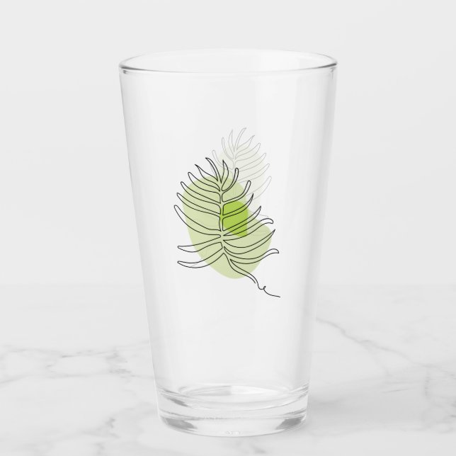 Cute one line art tropical isolated foliage green glass (Front)