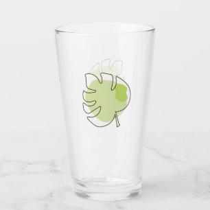Cute one line art tropical isolated foliage green glass