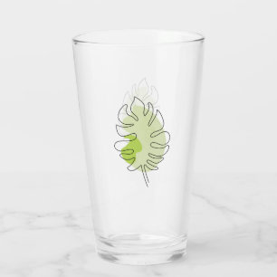 Cute one line art tropical isolated foliage green glass