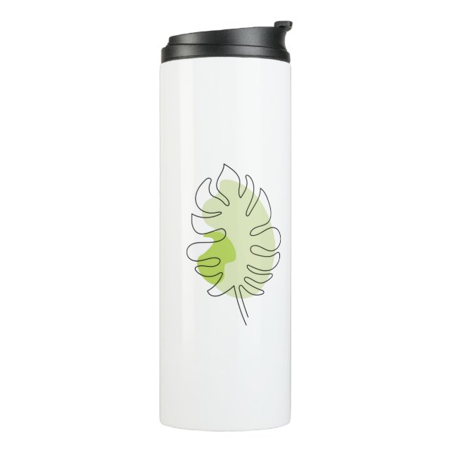 Cute one line art tropical isolated foliage green thermal tumbler (Rotated Left)