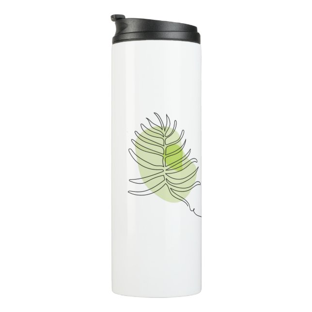 Cute one line art tropical isolated foliage green thermal tumbler (Rotated Right)