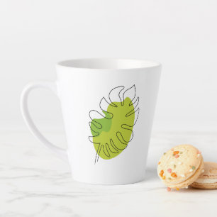 Cute one line art tropical isolated foliage latte mug