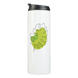 Cute one line art tropical isolated foliage thermal tumbler