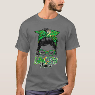 Cute One Lucky Mama Messy Bun Happy St Patricks Da T-Shirt
