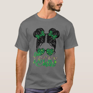 Cute One Lucky Mini Messy Bun Happy St Patricks Da T-Shirt