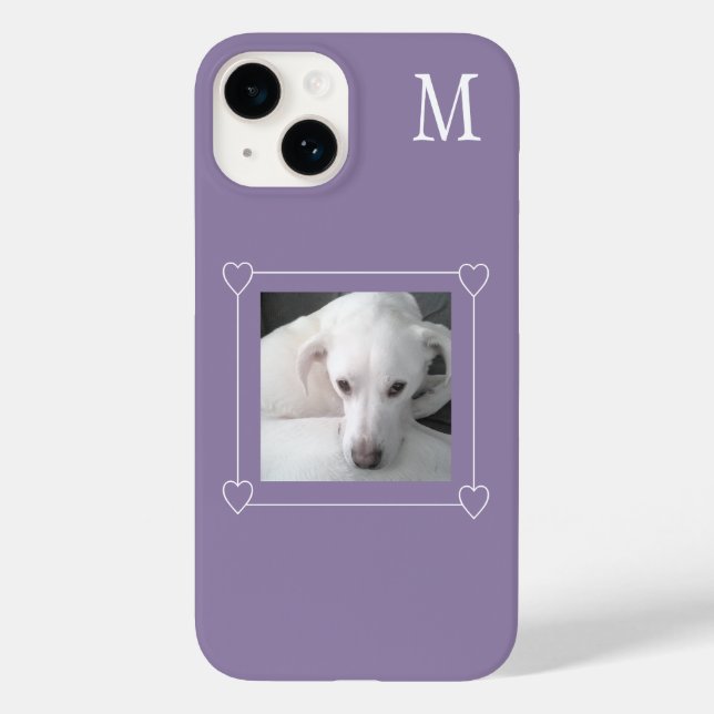 Cute One Photo Dog Single Initial Purple Case-Mate iPhone Case (Back)