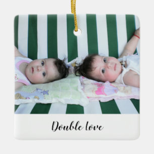 Cute One Photo Twins Double Love Ceramic Ornament