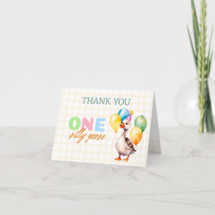 Cute One Silly Goose 1st Birthday Gender Neutral  Thank You Card