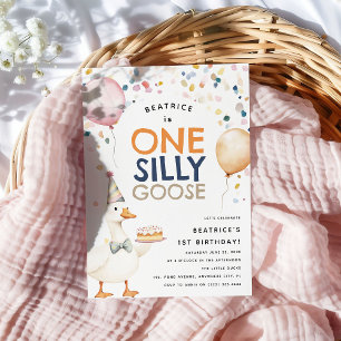 Cute One Silly Goose 1st Birthday Invitation
