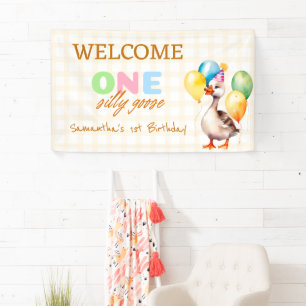 Cute One Silly Goose 1st Birthday Party Welcome Banner
