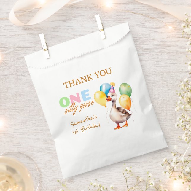 Cute One Silly Goose 1st Birthday Thank You Favour Bags (Clipped)