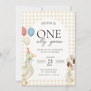 Cute One Silly Goose Birthday Invitation
