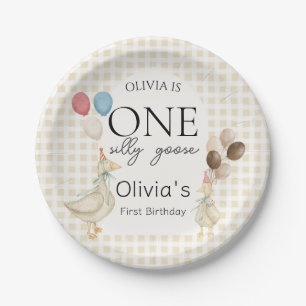 Cute One Silly Goose Birthday Party Paper Plate