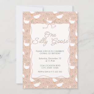 Cute One Silly Goose First  Birthday Invitation