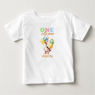Cute One Silly Goose Gender Neutral 1st Birthday  Baby T-Shirt