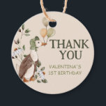 Cute One Silly Goose Vintage First 1st Birthday Favour Tags<br><div class="desc">Introducing our charming watercolor Gender-Neutral birthday design,  inspired by the timeless beauty of vintage Mother Goose nursery rhymes. They are designed in warm earthy tones of green,  brown,  orange,  and beige.</div>