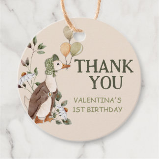 Cute One Silly Goose Vintage First 1st Birthday Favour Tags
