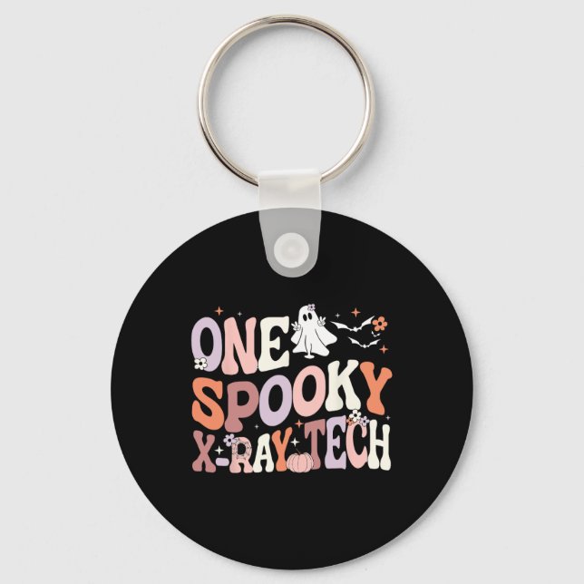 Cute One Spooky X-ray Tech Radiology Technician Ha Key Ring (Front)