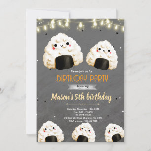 Cute Onigiri Birthday party Invitation