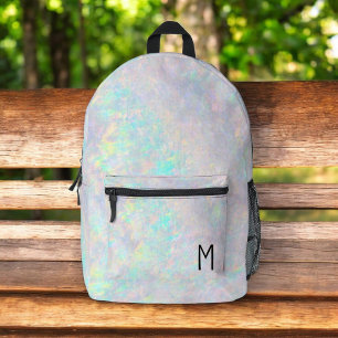 Cute Opal Iridescent Monogram Kid's Printed Backpack