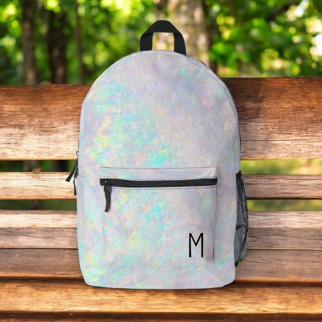 Cute Opal Iridescent Monogram Kid's Printed Backpack (Creator Uploaded)