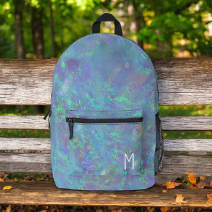 Cute Opal Iridescent Monogram Kid's Printed Backpack