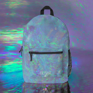 Cute Opal Iridescent Monogram Kid's Printed Backpack
