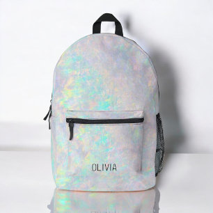 Cute Opal Iridescent Monogram Kid's Printed Backpack