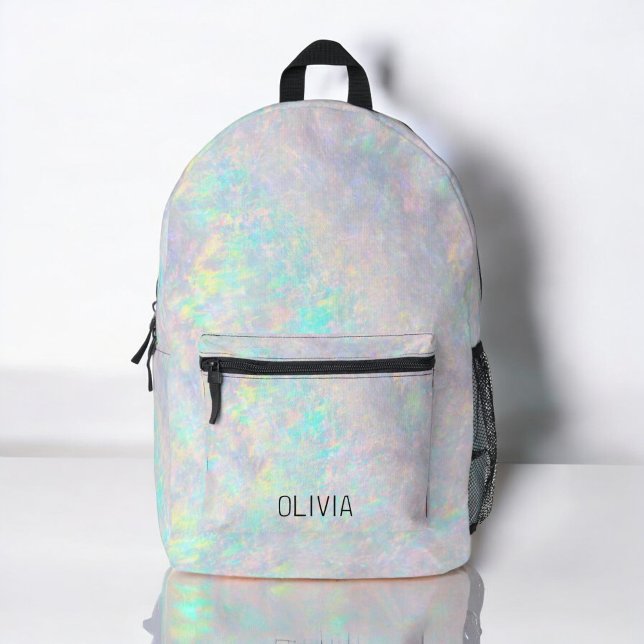 Cute Opal Iridescent Monogram Kid's Printed Backpack (Creator Uploaded)
