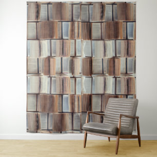 Cute Opened Books Pattern Authors Wall Tapestry