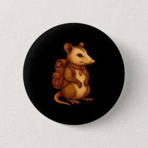 Cute opossum backpacker camping hiker forest 6 cm round badge