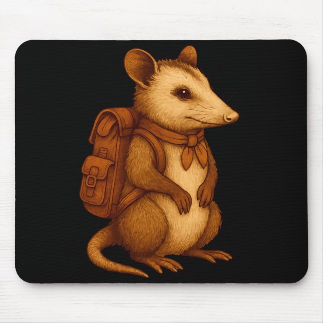 Cute opossum backpacker camping hiker forest mouse mat (Front)