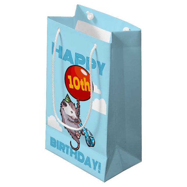Cute Opossum Balloon Happy Birthday! Add The Age  Small Gift Bag (Front Angled)