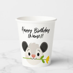 Cute Opossum Birthday Paper Cups
