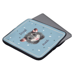 Cute Opossum Dead Inside with ghosts and skulls Laptop Sleeve