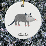 Cute Opossum Personalised Ceramic Tree Decoration<br><div class="desc">A lovely opossum for wildlife and animal lovers. Change or remove the text to personalise.  Original art by Nic Squirrell.</div>