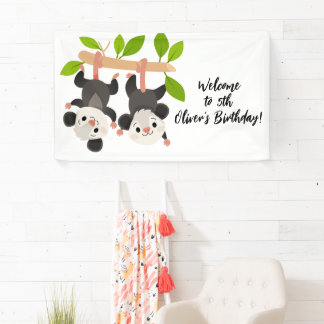 Cute Opossums Personalised Welcome to Birthday  Banner