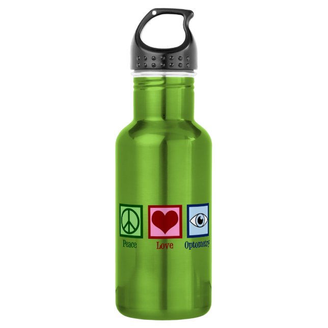 Cute Optometrist Peace Love Optometry 532 Ml Water Bottle (Front)