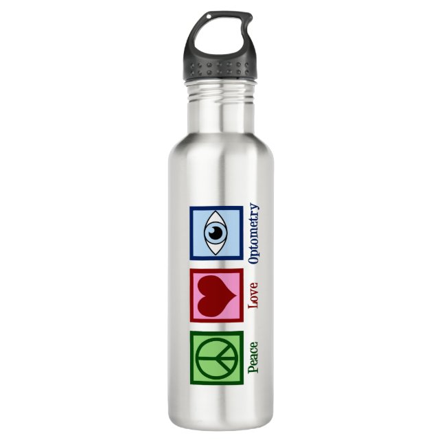 Cute Optometrist Peace Love Optometry 710 Ml Water Bottle (Front)