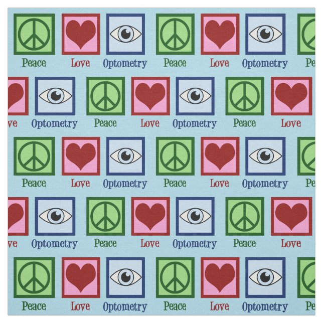 Cute Optometrist Peace Love Optometry Fabric (Swatch)